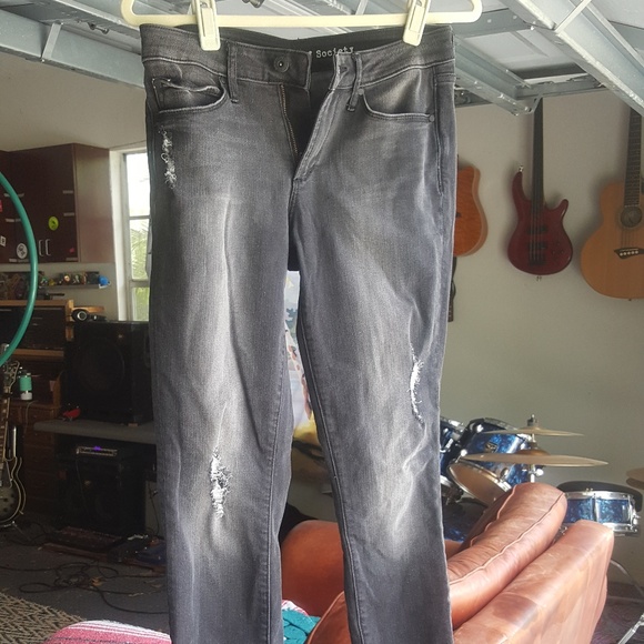 DISTRESSED SKINNY JEANS GRAY - Picture 1 of 2